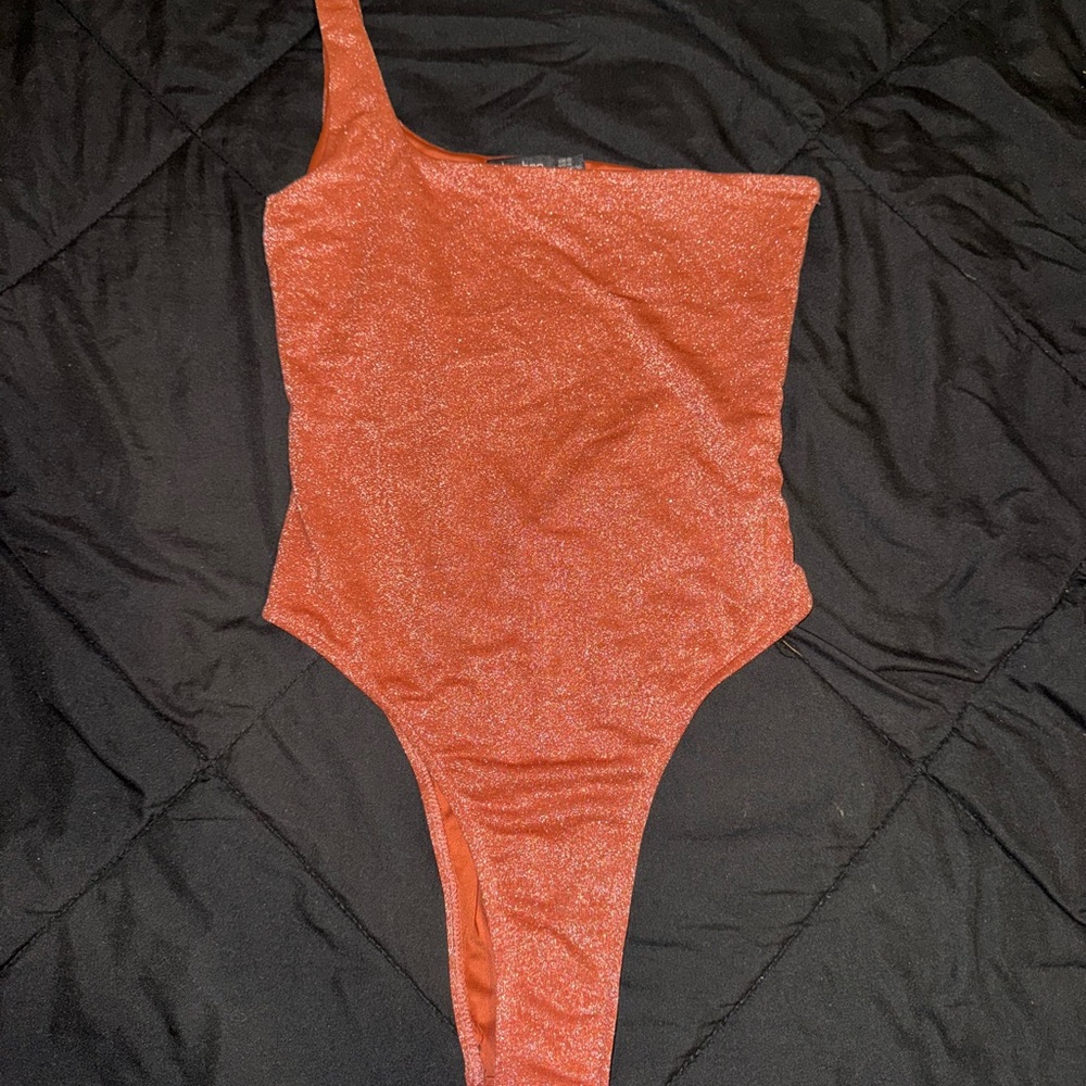 One Shoulder Rust Bodysuit